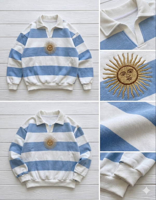 Producto - Buzo Argentina chomba Sol de Mayo Estampado frisado ADULTO