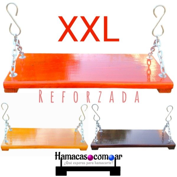 Producto - Hamaca tipo plaza de madera reforzada TAMAÑO XXL con herrajes ENVÍO GRATIS