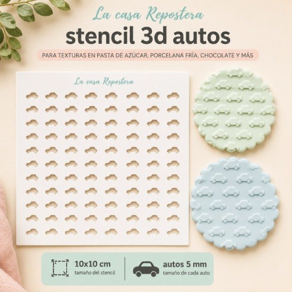 Producto - STENCIL AUTITOS 3D 10cm x 10cm