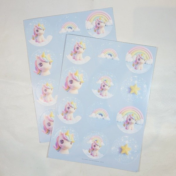 Producto - Sticker troquelado UNICORNIO PASTEL x120un