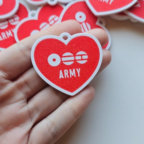 Producto - Dije 3D Corazón Army Blanco/Rojo - 1