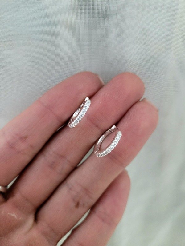 Producto - Argollitas cubanas 1,4 cm con zircones Plata 925