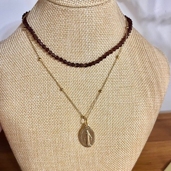 Producto - Conjunto vidrios + medalla Milagrosa o Guadalupe dorada