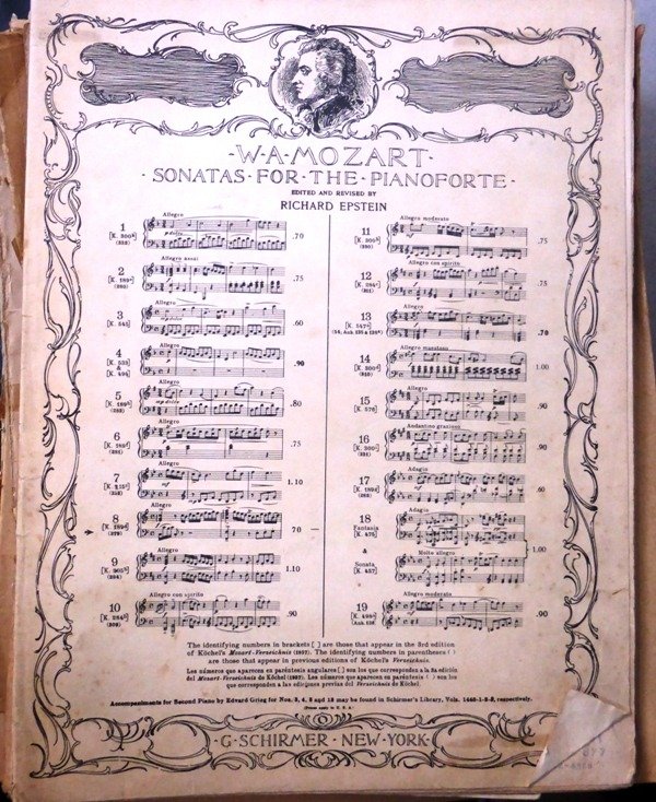 Producto - SONATAS FOR THE PIANOFORTE- MOZART - ED. G. SCHIRMER - NEW YORK  INC