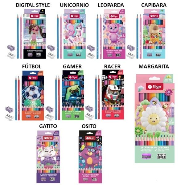 Producto - LAPIZ/COLOR FILGO PINTO x12u.+2HB+GOMA+SAC.