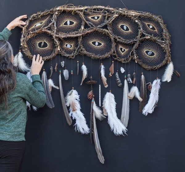 Producto - Atrapasueños chamánico, enorme decoración para la pared de la cama