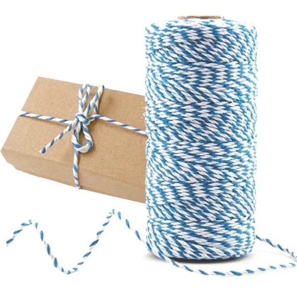 Producto - HILO BICOLOR BAKER TWINE CELESTE Y BLANCO x 50 metros