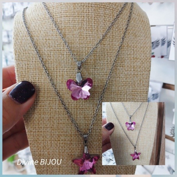 Producto - Collar acero con dije cristal A.Q