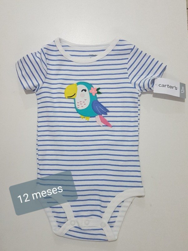 Body carters manga corta 12 meses bordado pajaro