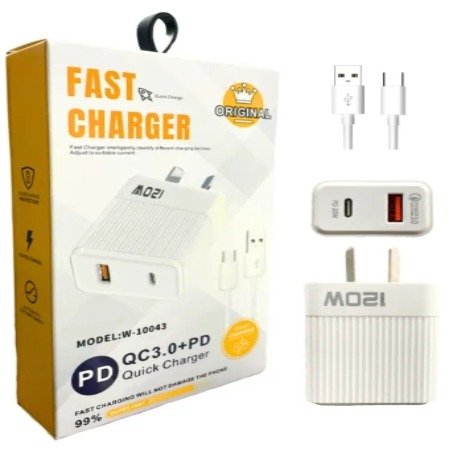 Producto - Cargador RAPIDO Usb Tipo C Blanco CABEZAL + CABLE