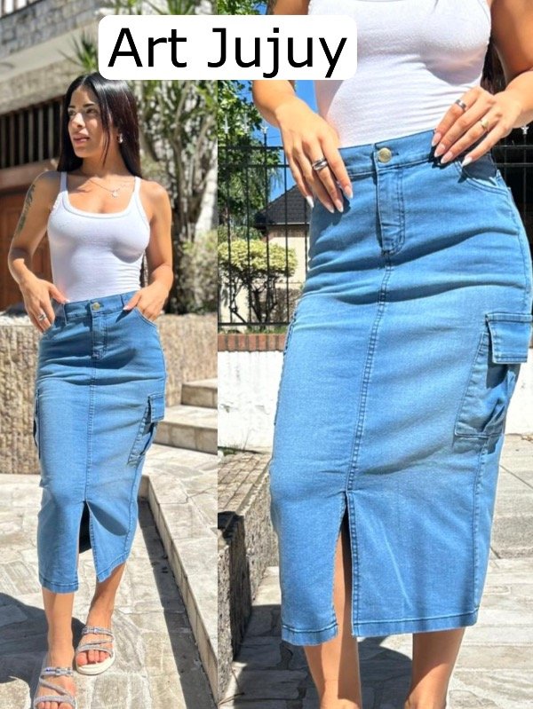 Producto - Jeans midi cargo JUJUY CELESTE