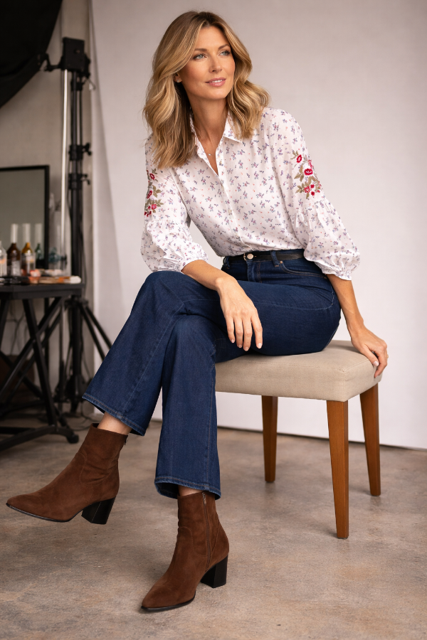 Producto - Camisa floreada bordada