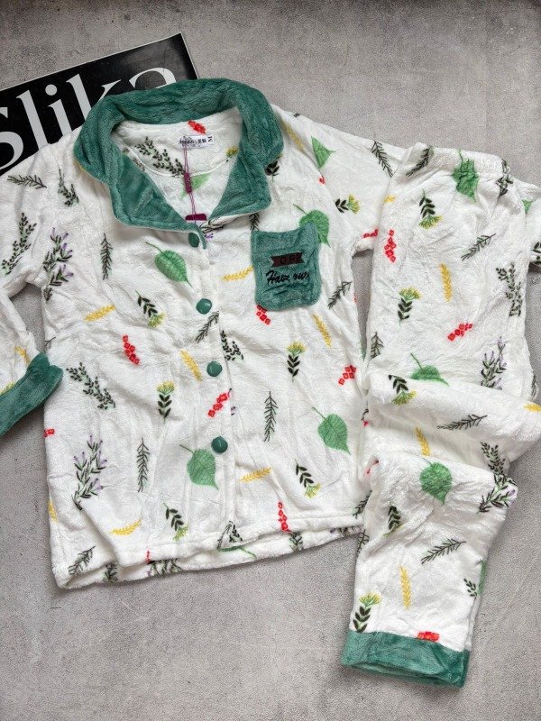 Pijama polar soft camisa con botones naturaleza — imagen 4