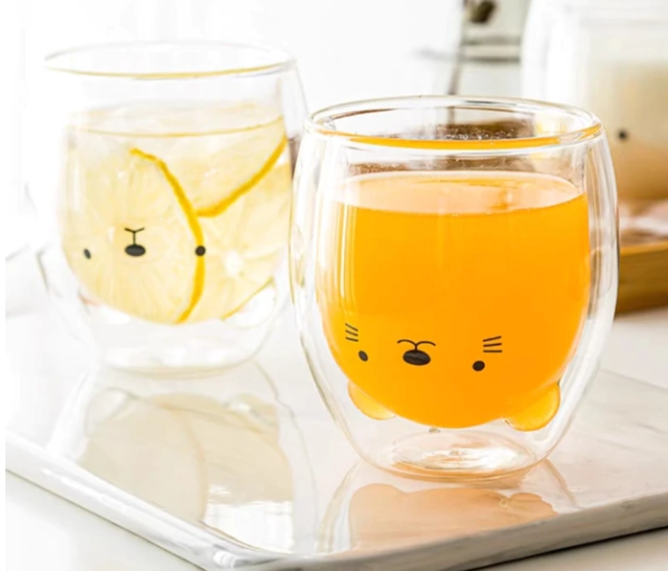 Producto - Taza doble vidrio gatito
