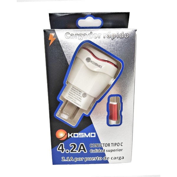 Producto - Cargador de Pared Viajero KOSMO 4.2A MICRO - V8