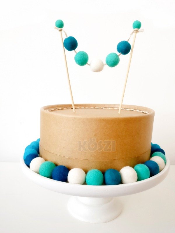 Producto - Cake Topper - Adorno Torta - Mini Guirnalda Bolas Lana - Reutilizable