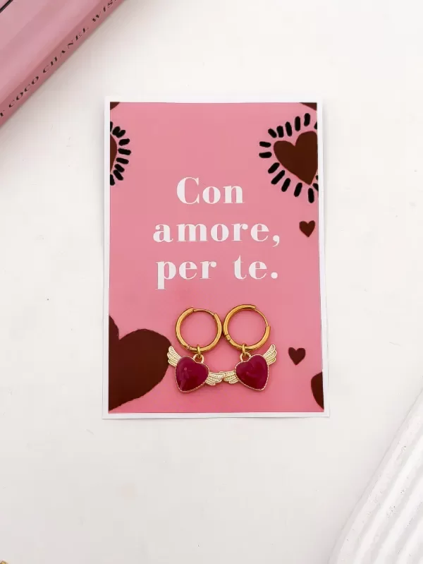 Producto - Aros Corazón Alas Doradas