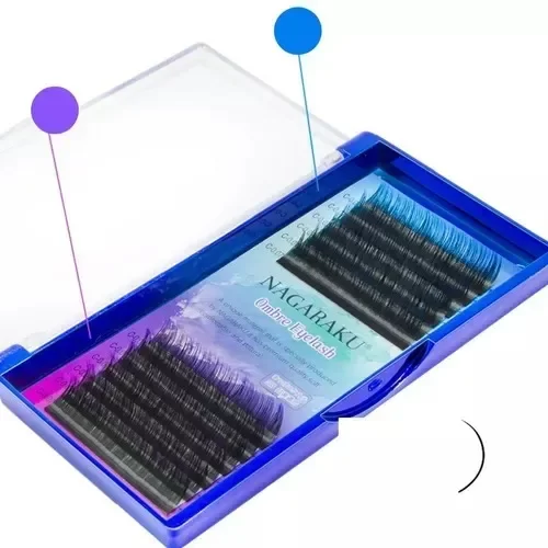 Producto - Nagaraku Pestañas Pelo X Pelo Efecto Degradé - PUNTA AZUL - 0.07D 12MM