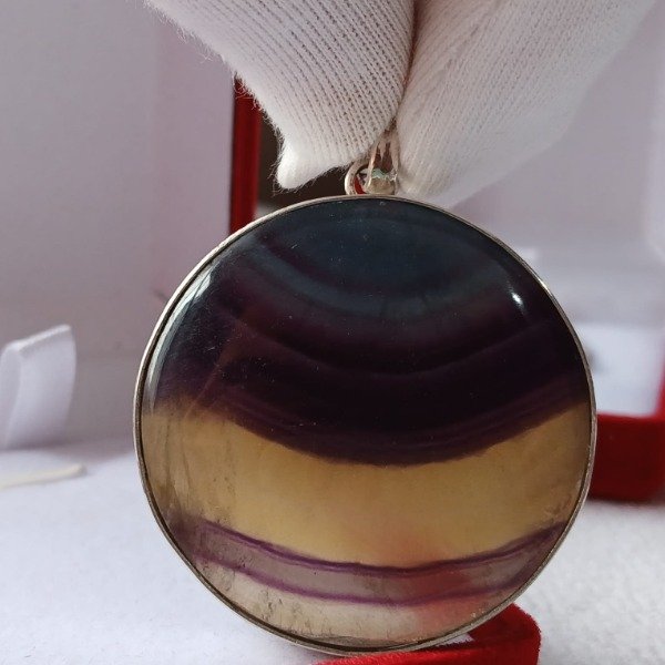 Producto - Dije Plata 925 con fluorita vetas azul,violeta y amarilla - 0