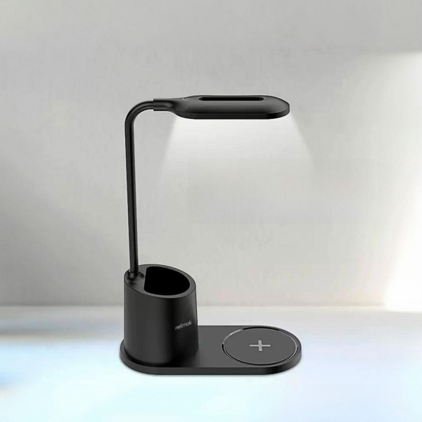 Producto - Lampara Velador LED c/cargador Qi para smartphone -15w -flexible c/organizador