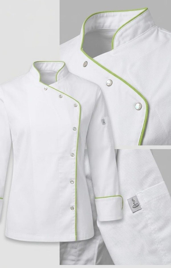 Producto - Chaqueta mujer gabardina blanco con vivo verde