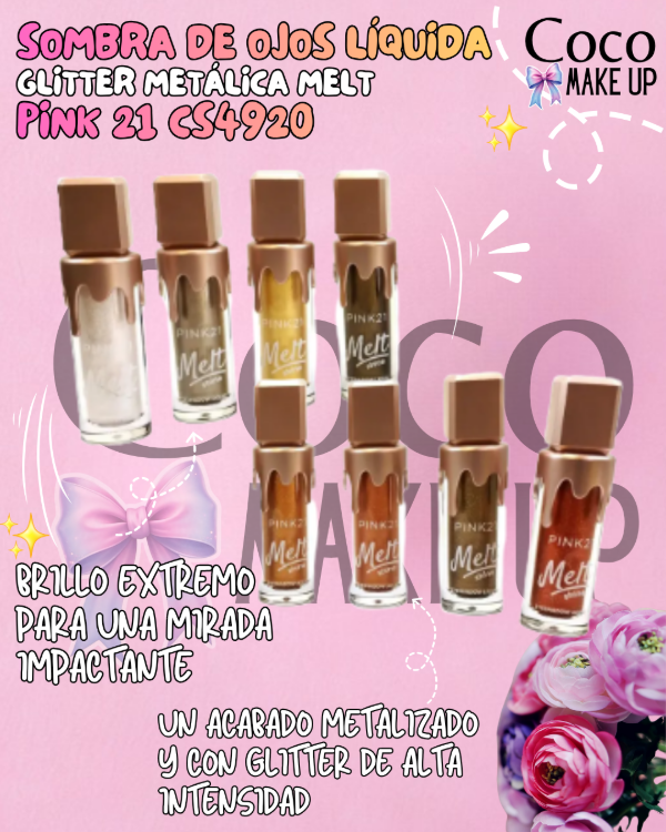 Producto - SOMBRA DE OJOS LÍQUIDA GLITTER METÁLICA MELT - PINK 21 - CS4920