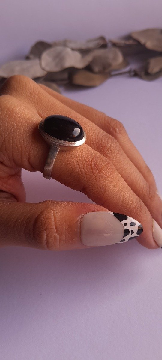 Producto - Anillo plata piedra oval ónix