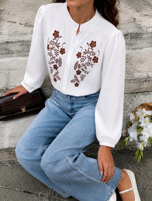 Producto - CAMISA SASHA CREPE AIRFLOW BORDADA