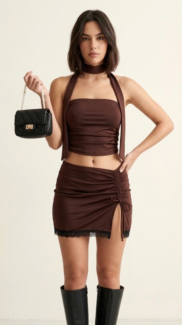 Producto - (#4031) TOP STRAPLESS CON LAZO CORBATA