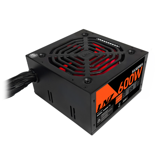 Producto - Fuente Lnz SX600-TS - BOX RETAIL, 2xPCI-E 6+2, 25Amp - 12v CABLES PLANOS, PCI-E