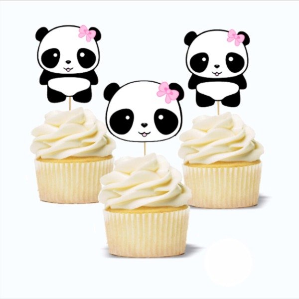 Producto - Topper cupcake silueta x 6 Panda