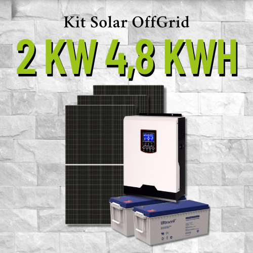 Producto - Kit Solar OffGrid 2kW con 4,8 kWH x Dia MPPT
