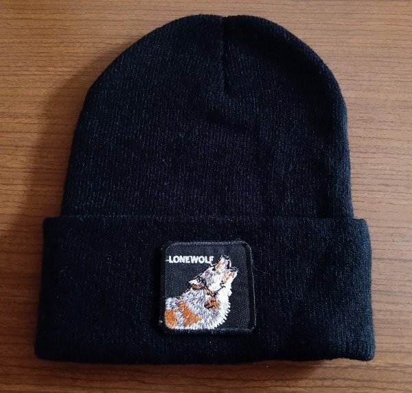 Producto - Gorro de Lana Beani Negro Wolf Animals