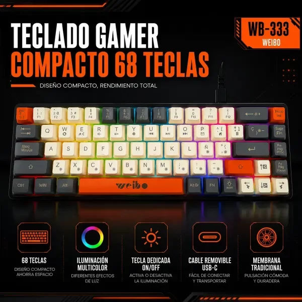 Producto - Teclado Weibo Wb-333 Compacto Gamer - 10