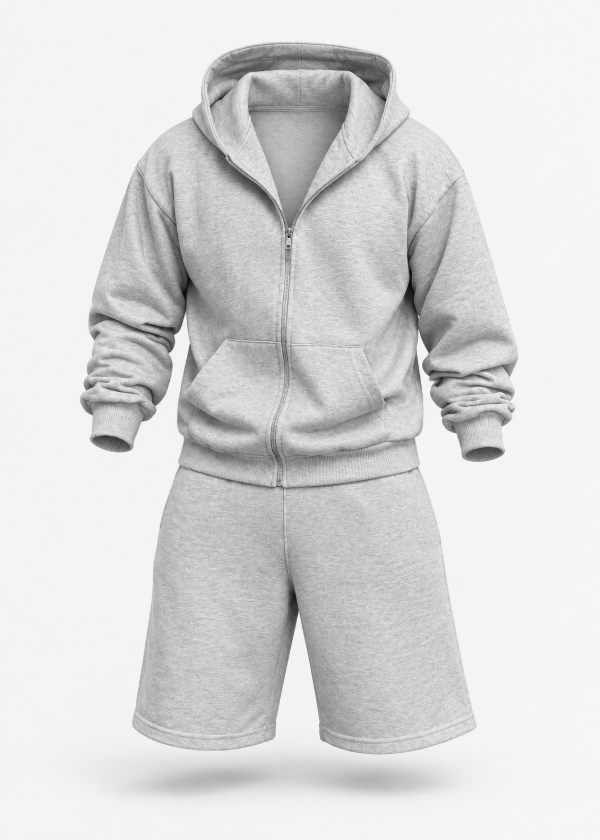 Producto - Conjunto Oversize Gris Campera + Bermuda - 2
