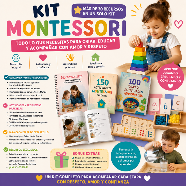 Producto - KIT MONTESSORI:  Menos pantallas, más aprendizaje, creatividad y autonomía.