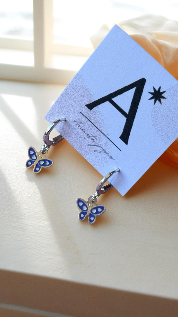 Producto - Aritos colgantes mariposa - laminados en plata 1 cm A427