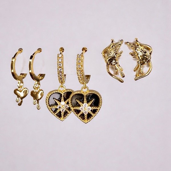 Producto - Aros Amore Gold Set-Acero laminado en oro 18k