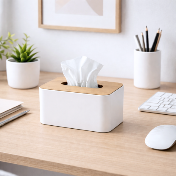 Producto - Soporte para pañuelos con tapa de bambu