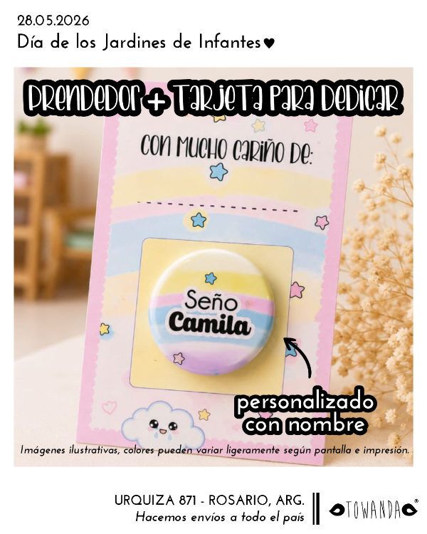 Producto - Prendedor Personalizado - Día de los Jardines - Pastel