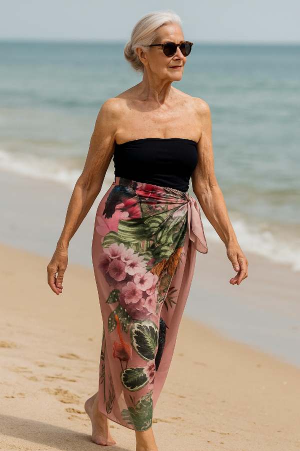 Producto - Pareo gasa jardin del tigre rosa bandas