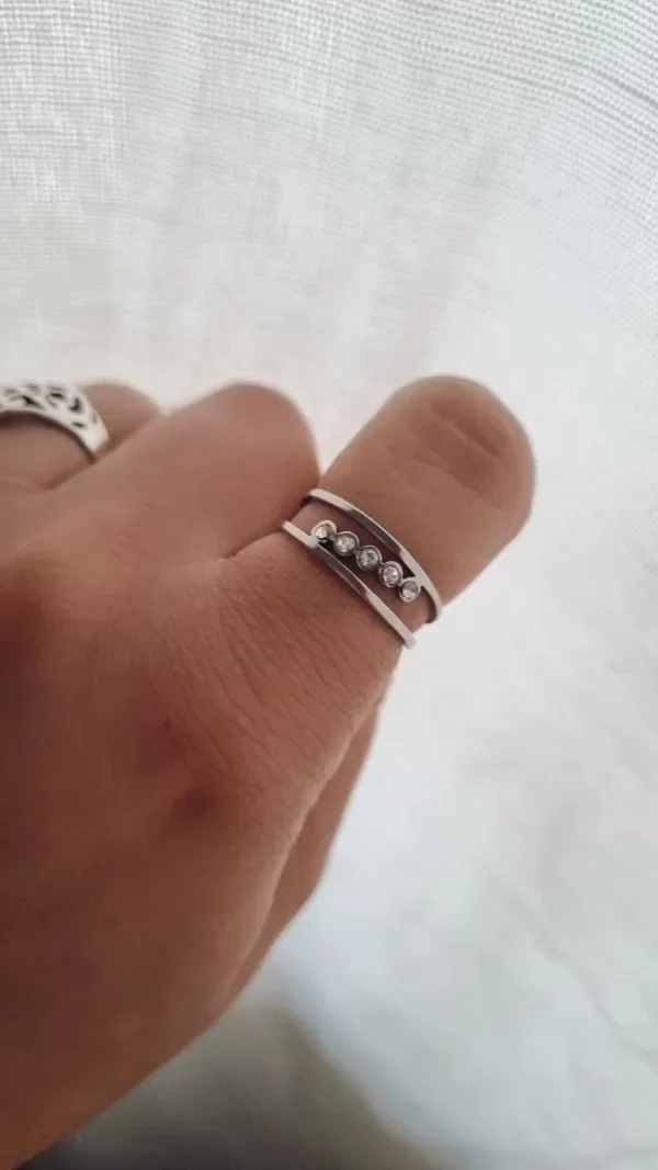 Producto - Anillo doble con 5 strass AQ