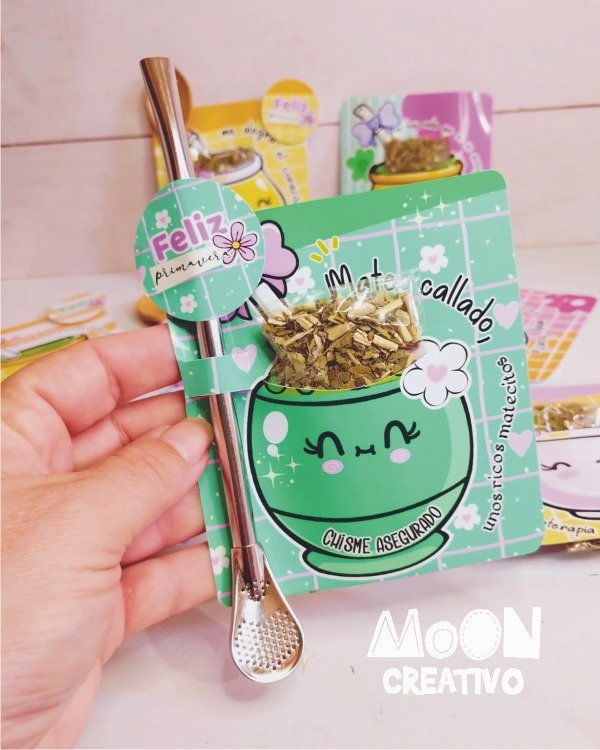 Producto - 8 Porta yuyitos yerba con frases Primavera