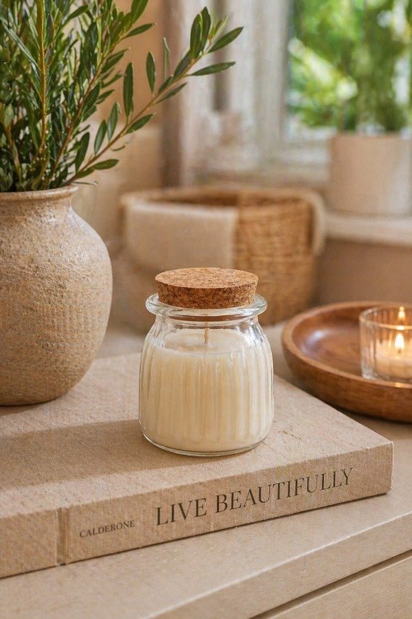 Producto - Vela Aromática en Frasco de Vidrio con Tapa de Corcho