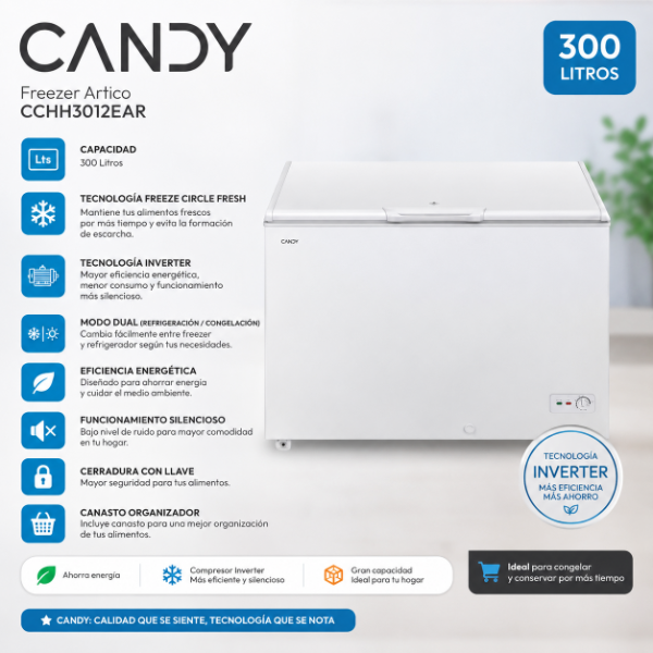 Producto - CONGELADOR HORIZONTAL CANDY CCHH3012EAR - 300 L - INVERTER - MODO DUAL