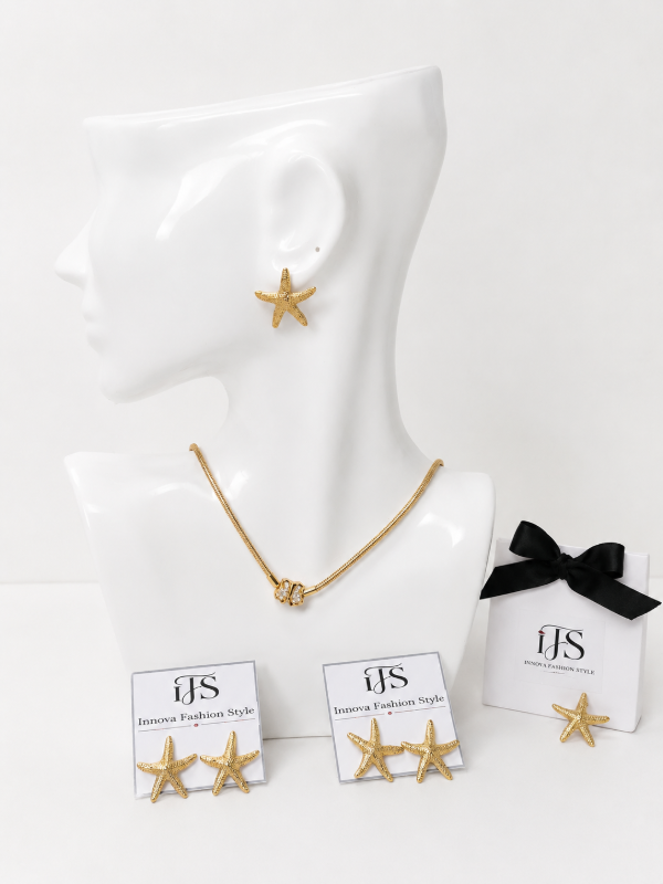 Producto - Aros Estrella de Mar en Acero Dorado - 1