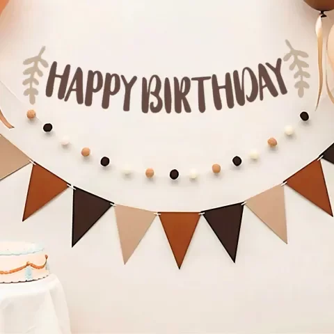 Producto - SET DE BANDERINES CON POMPONES "HAPPY BIRTHDAY"