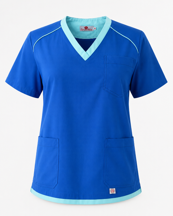 Producto - Chaqueta azul francia / detalle turquesa