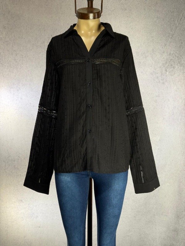 Producto - CAMISA INES NEGRA BORDADA CON BRODERIE IMPORTADA