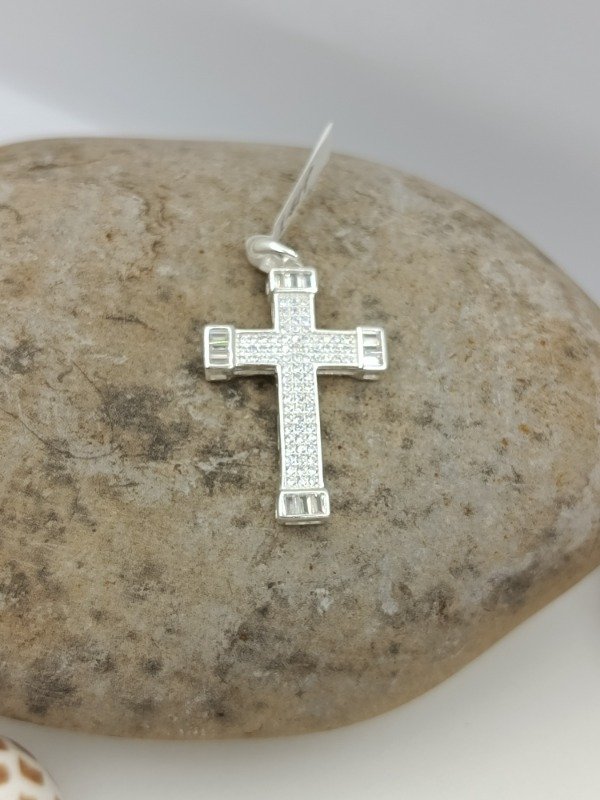 Producto - Cruz Plata 925 Cubic Puntas cuadrada con zirconia